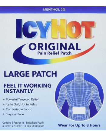 Icy Hot Parche medicado original para aliviar el dolor, grande, 5 unidades