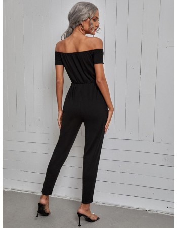 SHEIN Mono de hombros descubiertos con cordón delantero 2