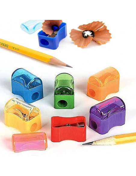 1 Afilador de lápices de plástico en miniatura de colores para la escuela