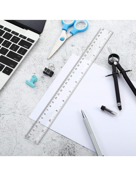 Regla de plástico transparente de 12 pulgadas