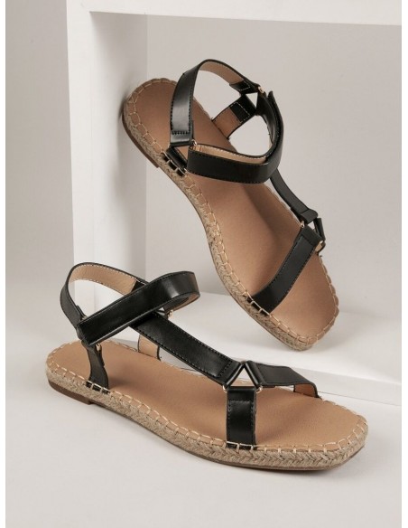 Sandalias con tira tobillera de cuero falso