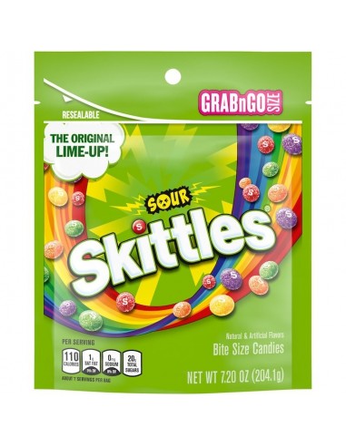 Skittles Sour Candy, Gummy Candy Grab N Go - Bolsa de 7.2 oz