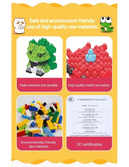 Juguete de bloques de construcción de pellets de animales para niños, Mini rompecabezas, regalo misterioso, 3 paquetes