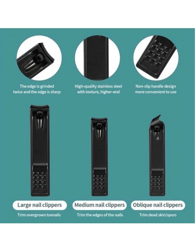 Cortaúñas negro de 18 piezas, juego de...