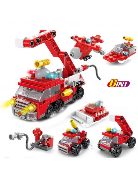 Mini bloques de construcción ensamblados para niños, juguete de construcción de vehículo, seis en uno