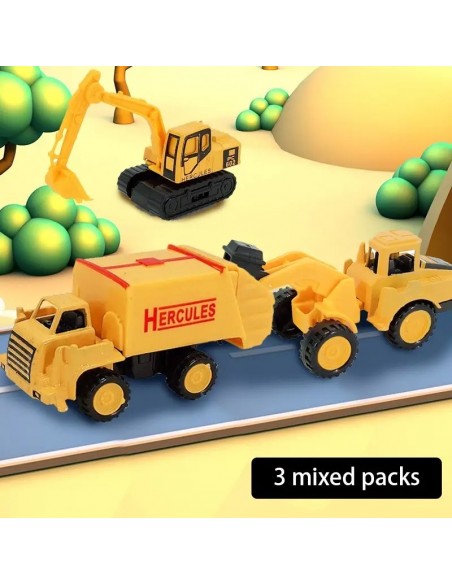 Paquete de 3 juguetes para niños, camión pequeño amarillo aleatorio