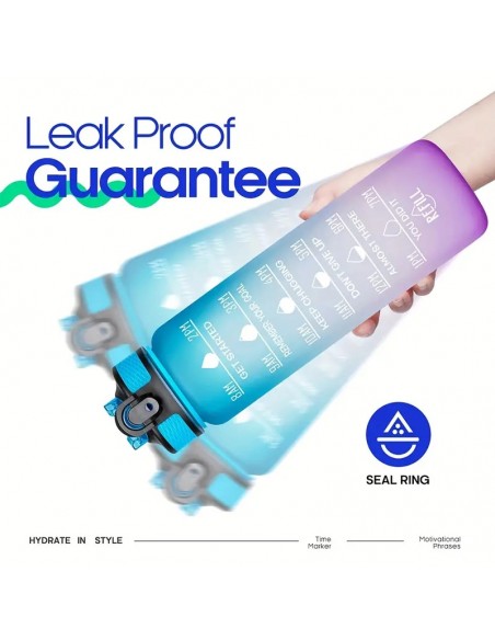 Botella De Agua Con Degradado De 32 Oz Con Pajita Y Marcador De Tiempo,