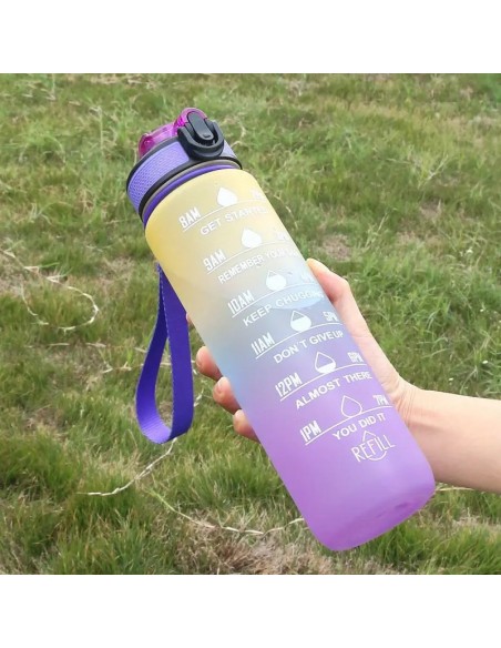 Botella De Agua Con Degradado De 32 Oz Con Pajita Y Marcador De Tiempo,