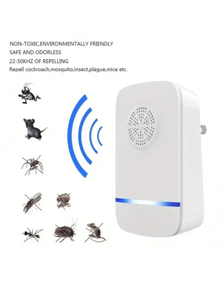 Repelente ultrasónico de insectos con enchufe, repelente de interiores para plagas y control de mosquitos, insectos, ratones,