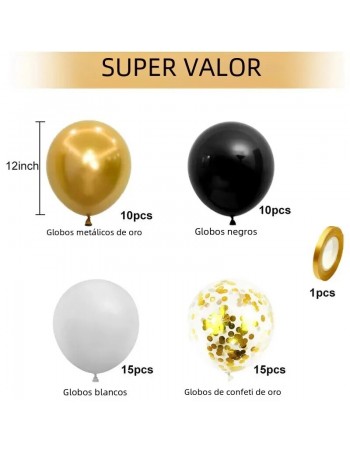 Juego de globos de látex con lentejuelas de papel dorado... 2