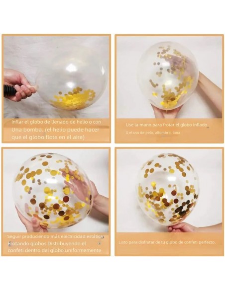 Juego de globos de látex con lentejuelas de papel dorado negro, 50 piezas