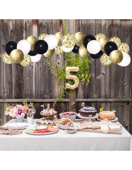Juego de globos de látex con lentejuelas de papel dorado negro, 50 piezas