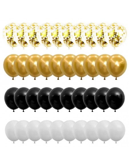 Juego de globos de látex con lentejuelas de papel dorado negro, 50 piezas