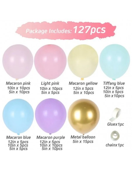 Suministros de globos para fiesta de boda 127 pcs