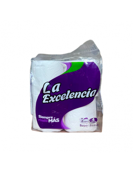 Papel Higiénico La Excelencia - Super Suave, Doble Capa, Pack de 4 Rollos