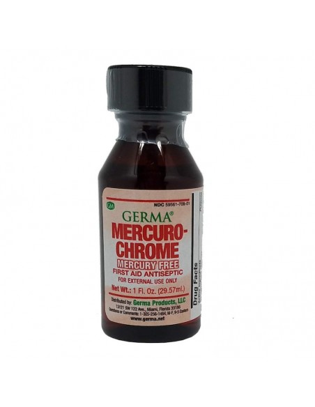 GERMA MercuroChrome Antiséptico 1oz Prevenir la infección en cortes, rasguños y quemaduras