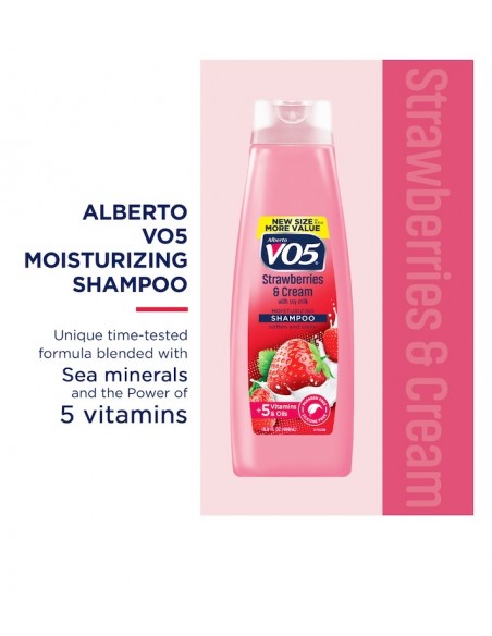 Champú Hidratante de Fresas y Crema VO5, Enriquecido con Leche de Soja, 15 fl oz