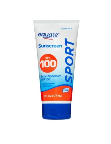 Protector Solar Deportivo Equate SPF 100, Resistente al Agua, Sin Parabenos, 6 fl oz