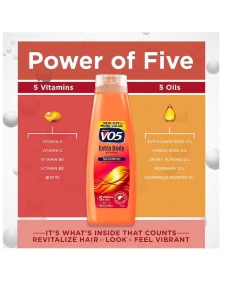 Champú Voluminizador Extra Body VO5 con Colágeno, 15 fl oz