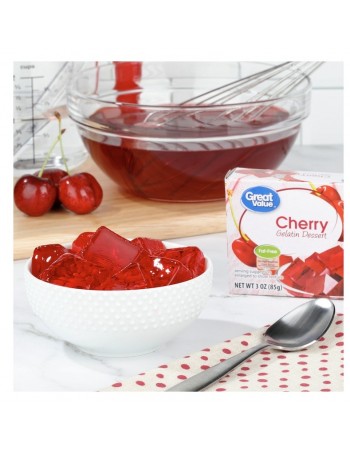 Postre de Gelatina Great Value Sabor Cereza 3 oz (85 g). 2