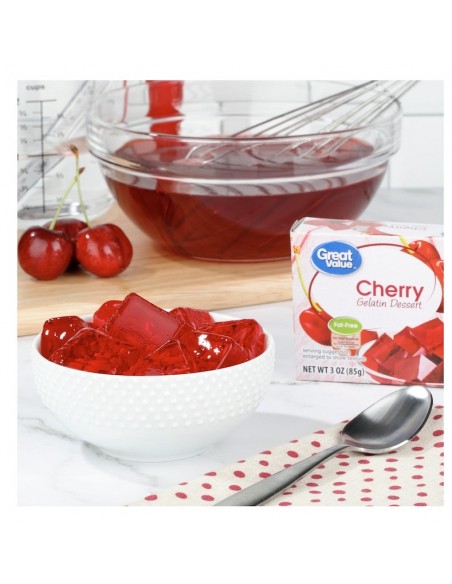Postre de Gelatina Great Value Sabor Cereza 3 oz (85 g).