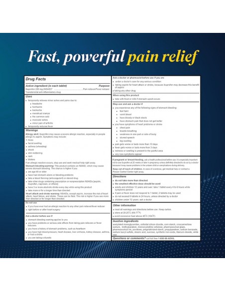 Advil Ibuprofeno 200 mg  Alivio del Dolor y Reductor de Fiebre