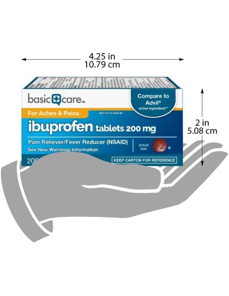 ibuprofeno, reductor de fiebre y alivio del dolor de dolores corporales, dolor de cabeza, artritis y más, marrón, 200 unidades
