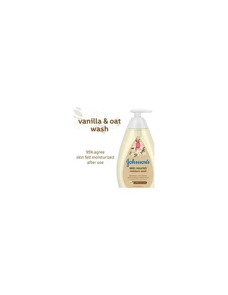 Johnson's Skin Nutre la Humedad, Jabón sin Lágrimas y Gel de Baño para Bebé, Vainilla y Avena, 20.3 oz