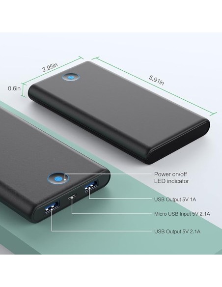 Cargador externo portátil de 20000 mAh (Powerbank)