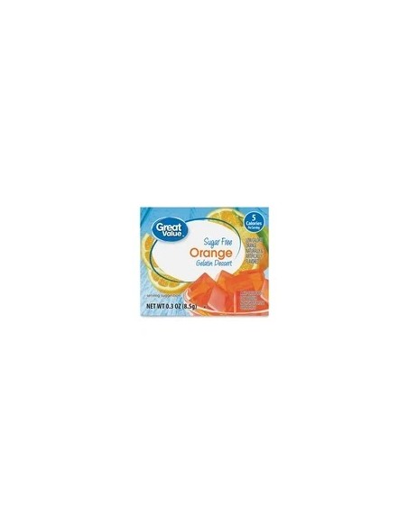 Great Value Gelatina de Naranja sin Azúcar 0,3 oz con Porciones de 4 1/2 Taza por Envase