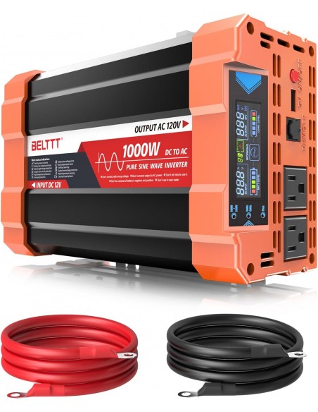 BELTTT Inversor de onda sinusoidal pura de 1000 watt continuo