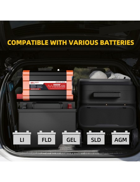BELTTT Inversor de onda sinusoidal pura de 1000 watt continuo