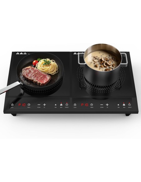 Cocina de inducción doble,10 temperaturas, 1800 W (entrega  en 60 días Aprox)