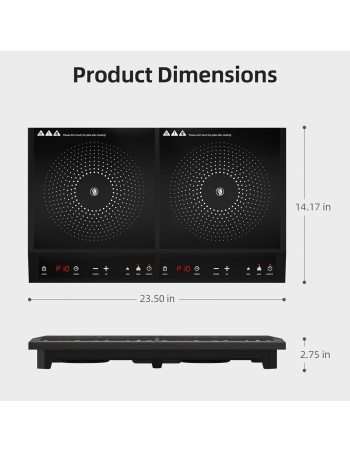 Cocina de inducción doble,10 temperaturas, 1800 W... 2
