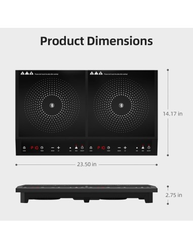 Cocina de inducción doble,10 temperaturas, 1800...