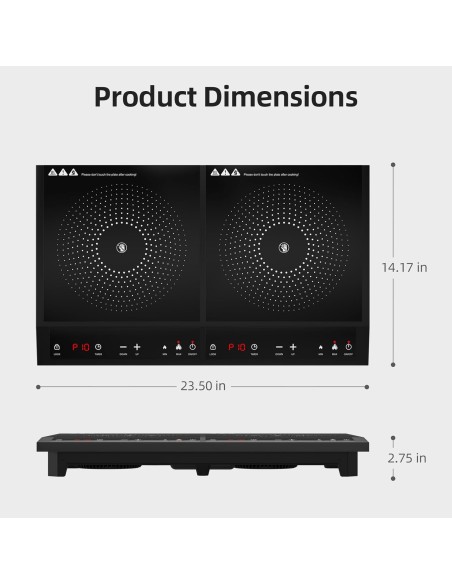 Cocina de inducción doble,10 temperaturas, 1800 W (entrega  en 60 días Aprox)