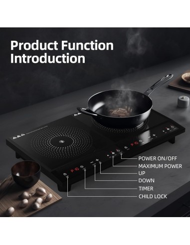 Cocina de inducción doble,10 temperaturas, 1800...