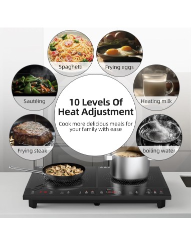 Cocina de inducción doble,10 temperaturas, 1800...