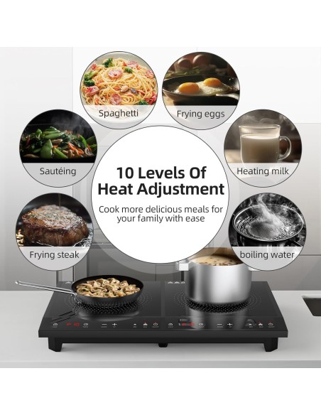 Cocina de inducción doble,10 temperaturas, 1800 W (entrega  en 60 días Aprox)