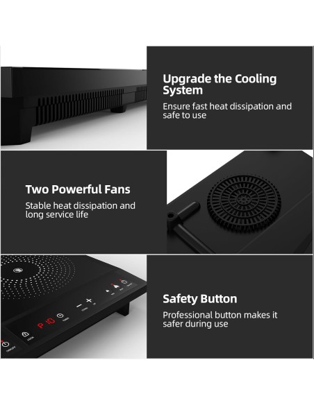 Cocina de inducción doble,10 temperaturas, 1800 W (entrega  en 60 días Aprox)