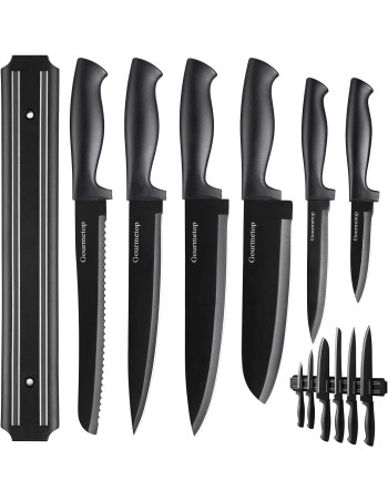 Juego de cuchillos de cocina con tira magnética sin...
