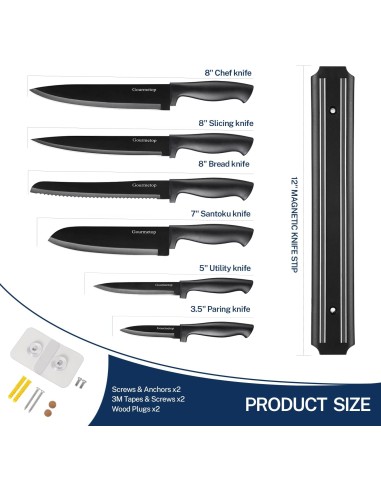 Juego de cuchillos de cocina con tira magnética...