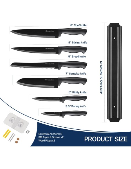 Juego de cuchillos de cocina con tira magnética sin taladrar para cocina( entrega en 60 días aproximadamente)