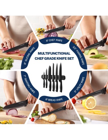 Juego de cuchillos de cocina con tira magnética...