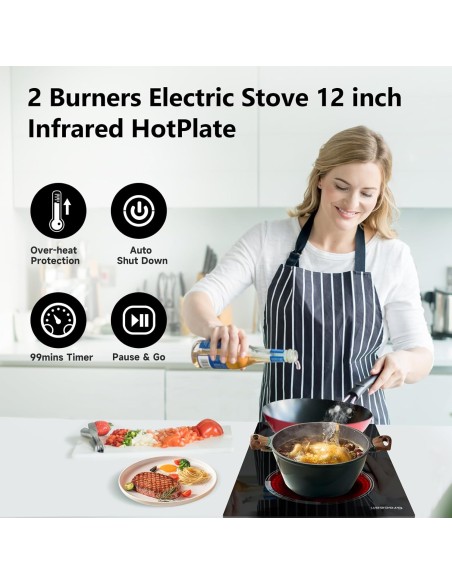 Estufa eléctrica de 12 pulgadas, 2 quemadores,( entrega en 60 días Aproximadamente)