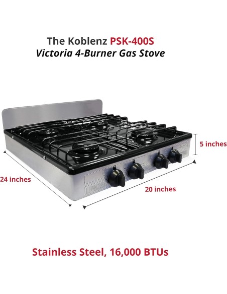 Estufa de acero inoxidable para gas propano 4 quemadores ( entrega en 60 días aproximadamente)