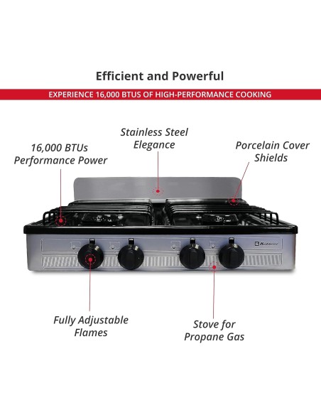 Estufa de acero inoxidable para gas propano 4 quemadores ( entrega en 60 días aproximadamente)