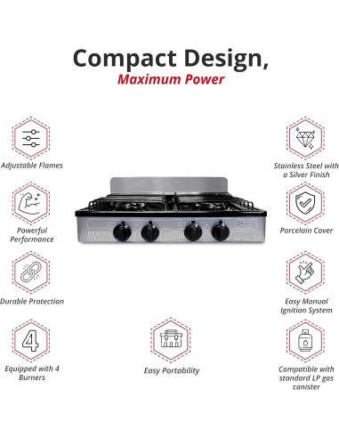 Estufa de acero inoxidable para gas propano 4...