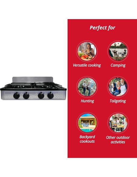 Estufa de acero inoxidable para gas propano 4 quemadores ( entrega en 60 días aproximadamente)