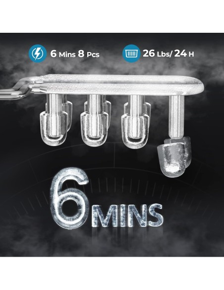 Máquina para hacer hielo para encimera, 8 cubos de hielo en 6 minutos, 26 libras( Entrega en 60 días aproximadamente )